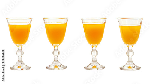 Set of traditional Advocaat liqueur bottles and glasses isolated on transparent background. Perfect for Christmas and festive holiday celebrations. 
