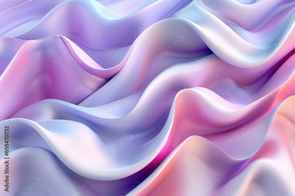 Obraz premium Abstract Background, a 3D display of gently curving pastel waves, creating a calming and visually captivating scene