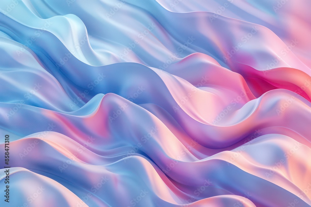 Obraz premium Abstract Background, a 3D display of gently curving pastel waves, creating a calming and visually captivating scene