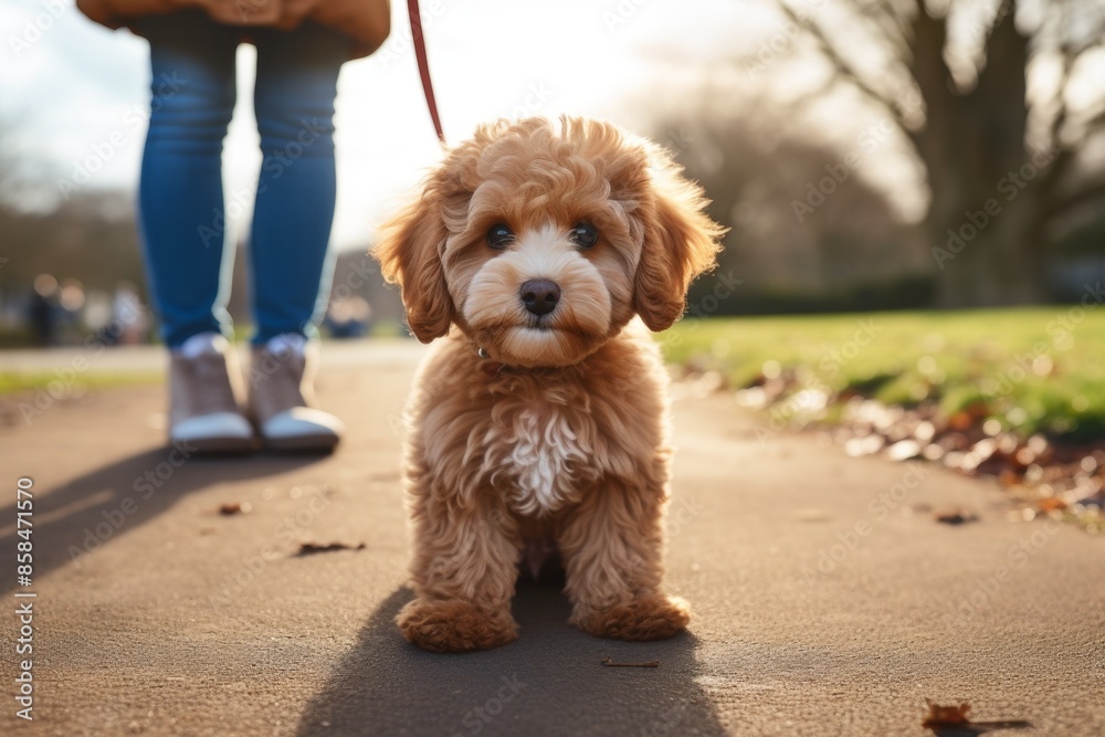 Adorable fluffy puppy on a leash during a walk in the park with autumn leaves on the ground and a person in the background. Horizontal photo
Puppy walk, autumn park, fluffy dog, leash training, cute Adorable fluffy puppy on a leash during a walk in the park with autumn leaves on the ground and a person in the background. Horizontal photo
Puppy walk, autumn park, fluffy dog, leash training, cute