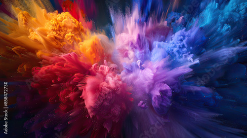 Vibrant textured color burst formation background, AI generative