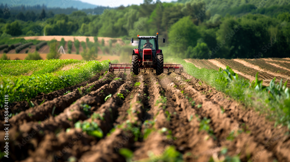 Farmer working in the field. Tractor working in the field Farmer working in the field. Tractor working in the field
