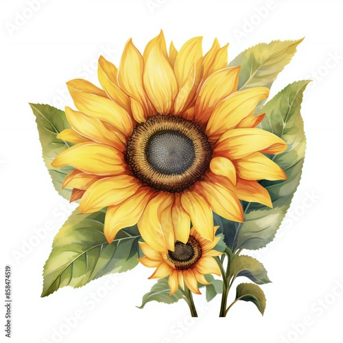 sunflower on white background