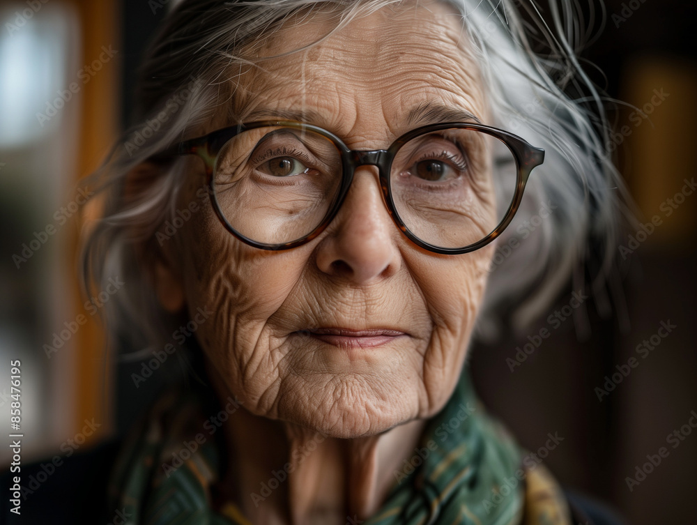 Close-up Portrait of Empowered Elderly Woman with Glasses and Scarf
Close-up Portrait of Empowered Elderly Woman with Glasses and Scarf