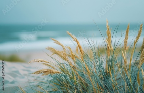 Seagrass Blowing in the Wind on a Sandy Beach