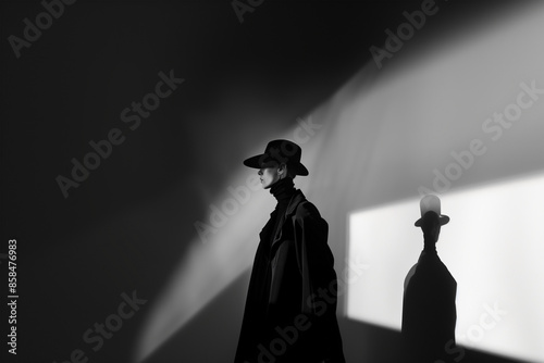 Stylish female silhouette in dramatic lighting. Generative AI image