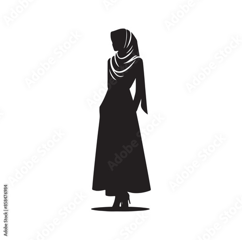 hijab style standing style vector illustration design silhouette