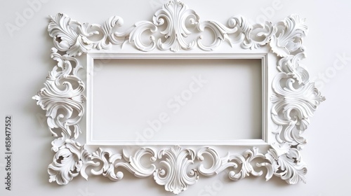 Antique white frame elegantly isolated on white background