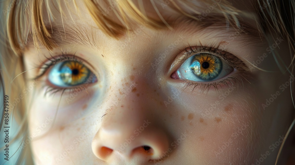 close-up of sad eyes with tears of a little Caucasian girl 5-7 years old, sad emotions of children close-up of sad eyes with tears of a little Caucasian girl 5-7 years old, sad emotions of children