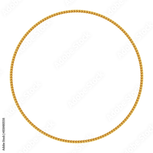 Gold twisted rope circle frame. Round rope border.