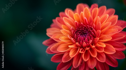 Fototapeta Naklejka Na Ścianę i Meble -  A close-up image of a vibrant orange dahlia flower