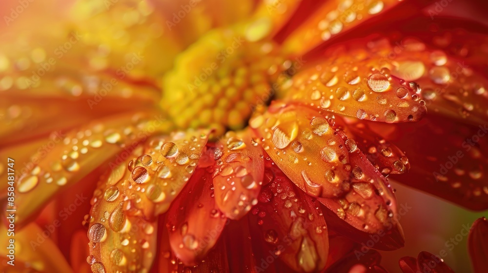Close up macro of Chrysanthemum with water droplets Close up macro of Chrysanthemum with water droplets