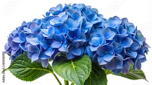 Blue Hydrangea Flower Isolated On White Background.