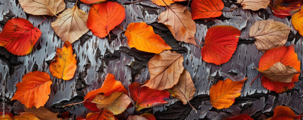 Cozy autumn background with warm hues of orange, red, and yellow, featuring fallen leaves and textured tree bark. The seasonal scene evokes the comfort and beauty of fall, perfect for seasonal designs Cozy autumn background with warm hues of orange, red, and yellow, featuring fallen leaves and textured tree bark. The seasonal scene evokes the comfort and beauty of fall, perfect for seasonal designs