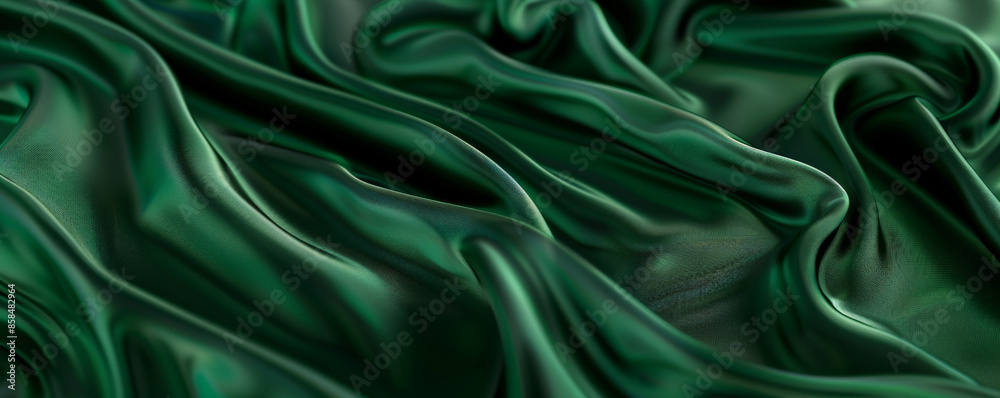 Elegant silk background in a deep emerald green with a smooth, flowing texture. The luxurious fabric adds a touch of opulence and sophistication, perfect for high-end or romantic designs Elegant silk background in a deep emerald green with a smooth, flowing texture. The luxurious fabric adds a touch of opulence and sophistication, perfect for high-end or romantic designs