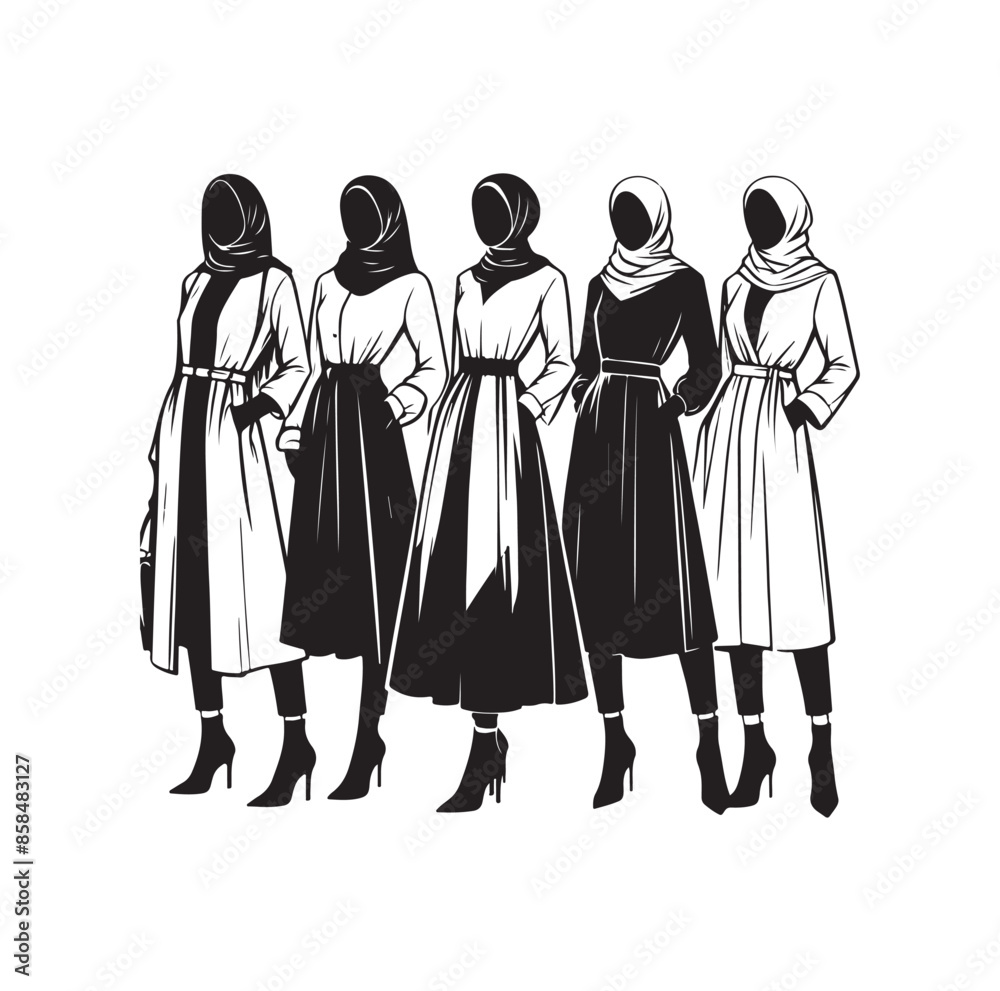 hijab style standing style vector illustration design silhouette hijab style standing style vector illustration design silhouette
