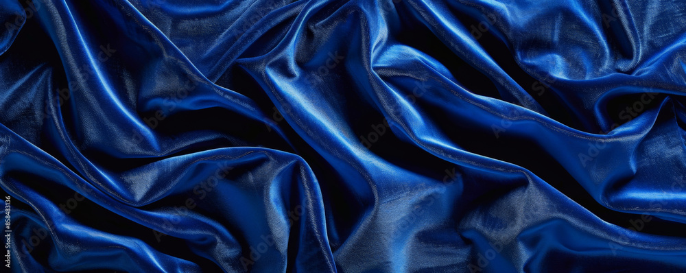 Fototapeta premium Elegant velvet background in a deep royal blue with a rich, plush texture. The luxurious fabric adds a touch of opulence and sophistication, perfect for high-end or romantic designs