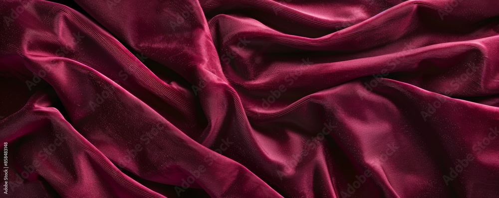 Fototapeta premium Elegant velvet background in a rich burgundy with a plush, luxurious texture. The opulent fabric adds a touch of sophistication and warmth, perfect for high-end or romantic designs