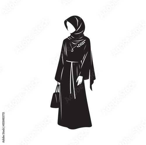 hijab style standing style vector illustration design silhouette