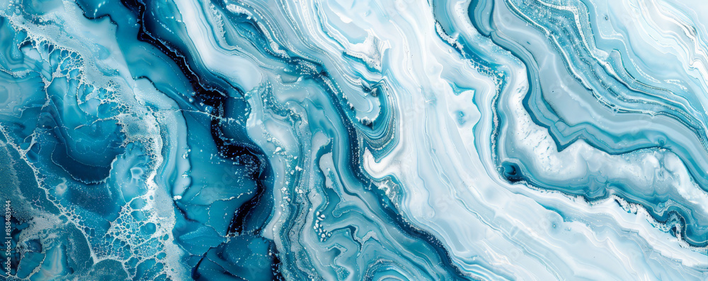 Marble abstract background showcasing a blend of rich blue and white ...