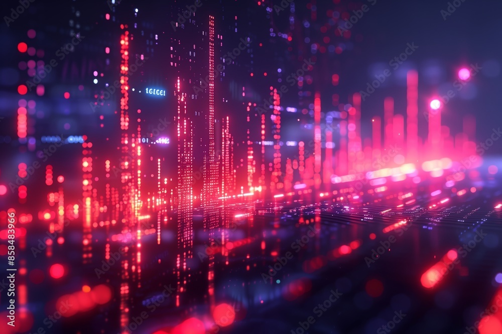 Abstract Cityscape With Red and Blue Lights Abstract Cityscape With Red and Blue Lights