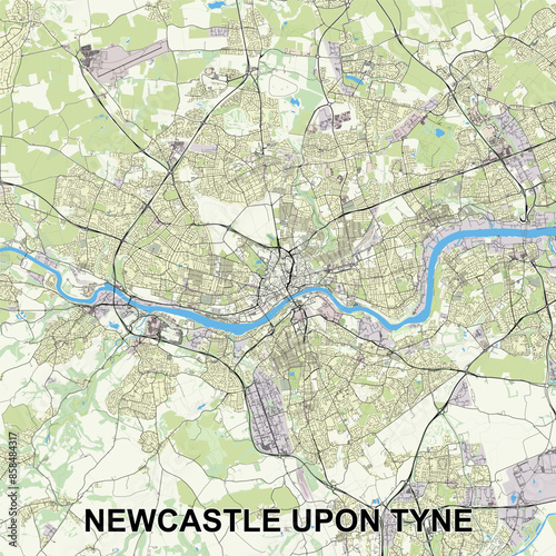 Newcastle upon Tyne, United Kingdom map poster art