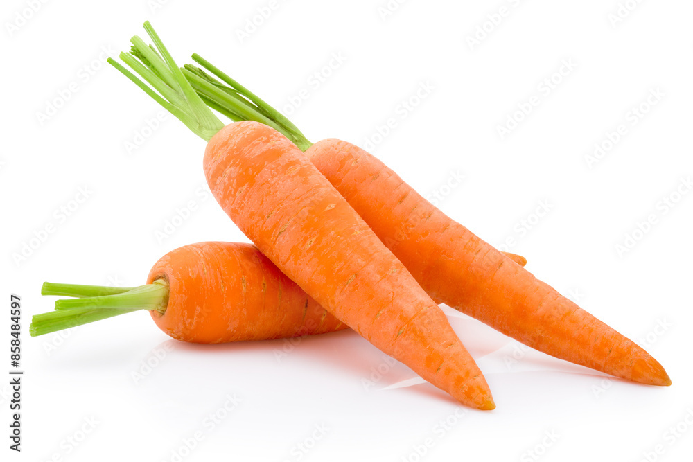 Three carrot vegetables isolated on white background Three carrot vegetables isolated on white background