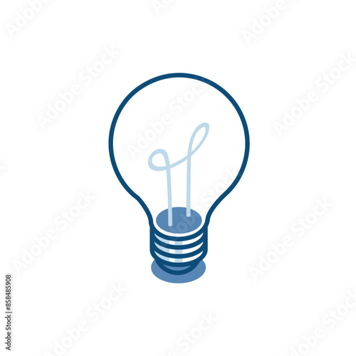 isometric vector light bulb linear icon, in color on white background, creative idea or eureka