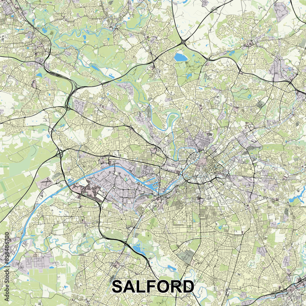 Fototapeta premium Salford, United Kingdom map poster art