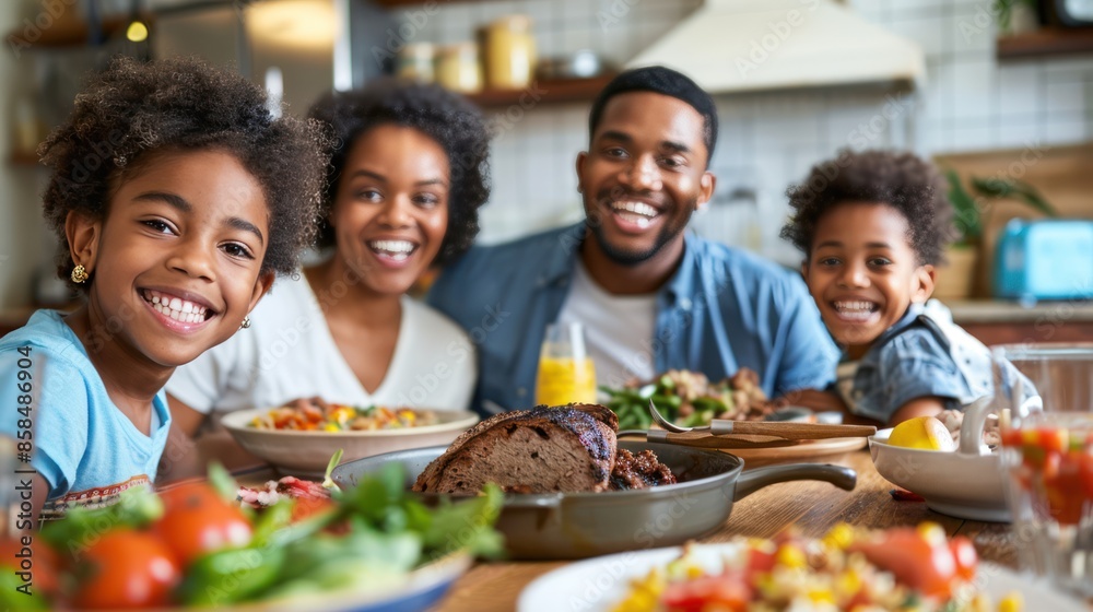 Family Gathering Around Kitchen Table for a Heartwarming Meal Family Gathering Around Kitchen Table for a Heartwarming Meal