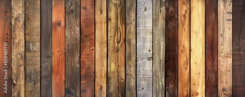 Rustic wooden planks background with a variety of natural wood tones and grain patterns. The weathered, rough texture adds an authentic, cozy feel, evoking the warmth and charm of a country cabin