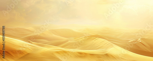 Serene desert background with rolling dunes, soft sand textures, and a warm, golden glow. The tranquil, expansive scene creates a peaceful, meditative atmosphere, ideal for nature or travel themes