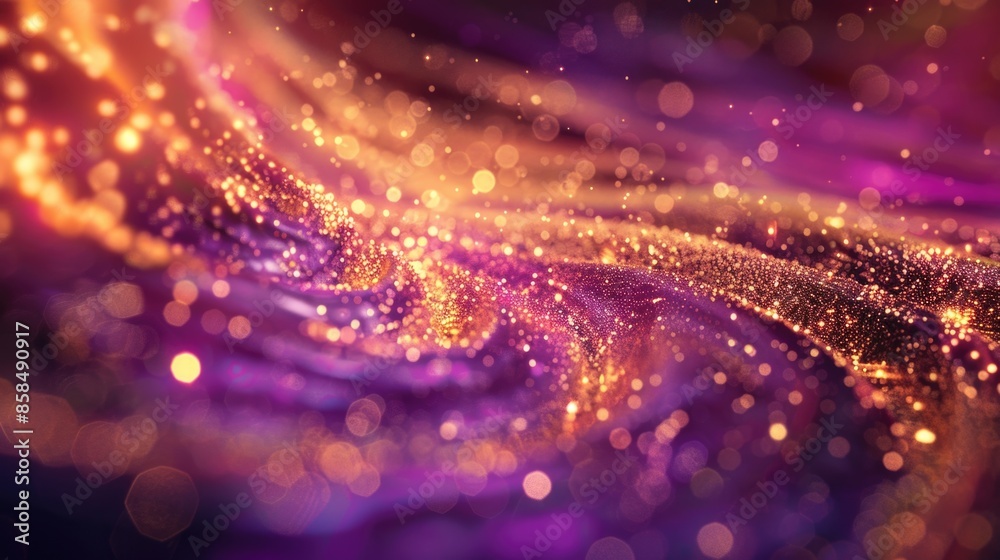 Fototapeta premium Golden Glitter Swirl in Cosmic Red Nebula Abstract Background