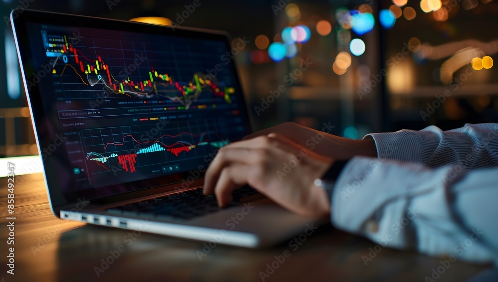 Stock market graph orange yellow lines digital background Stock Market Upward Trend Concept