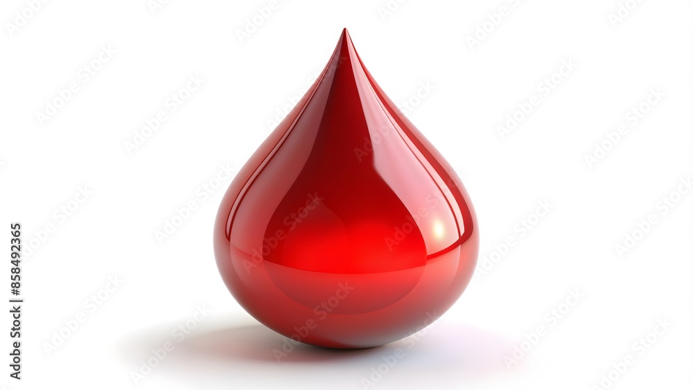 Red Blood Droplet Isolated On White Background. 3D Rendering Illustration. Red Blood Droplet Isolated On White Background. 3D Rendering Illustration.