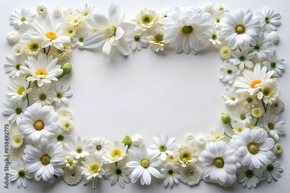 Obraz premium A frame made of white flowers on a white background
