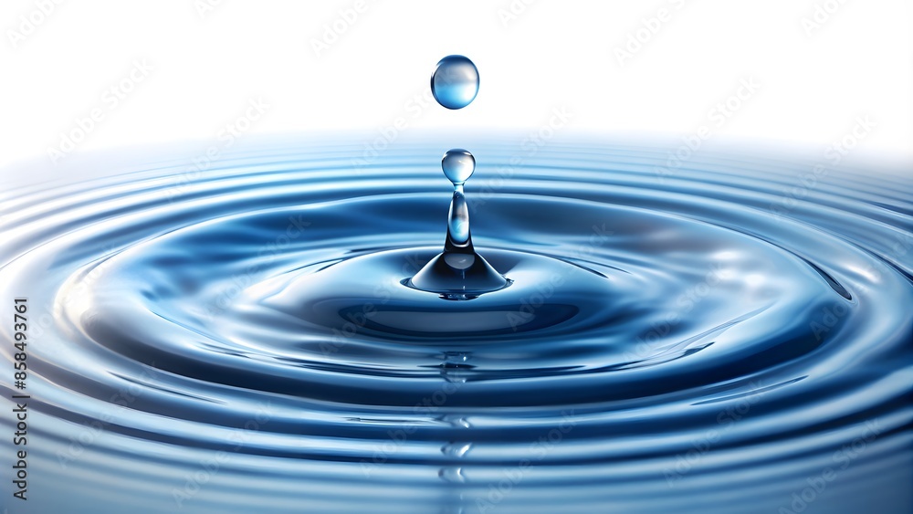 3D Illustration Of A Water Drop Falling Into A Pool Of Water, Creating Ripples. 3D Illustration Of A Water Drop Falling Into A Pool Of Water, Creating Ripples.