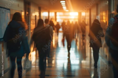 Blurry people in business attire walking create abstract background Blurry People Concept 