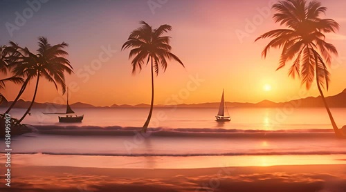 Sunset in The Tropical Archipelago - Loop Sea Ocean Landscape Background photo