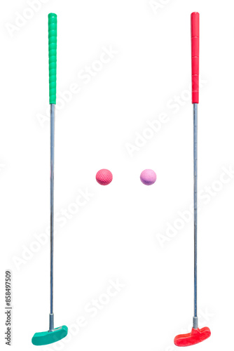 Minigolf putters with balls isolated on white background. vector file. 