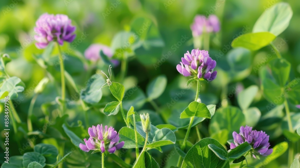 Alfalfa plant with purple flower used in farming for forage and hay Alfalfa plant with purple flower used in farming for forage and hay