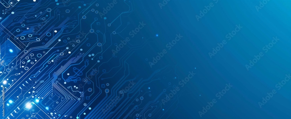 Fototapeta premium Blue Technology Background with Circuit Board Pattern, Vector Illustration