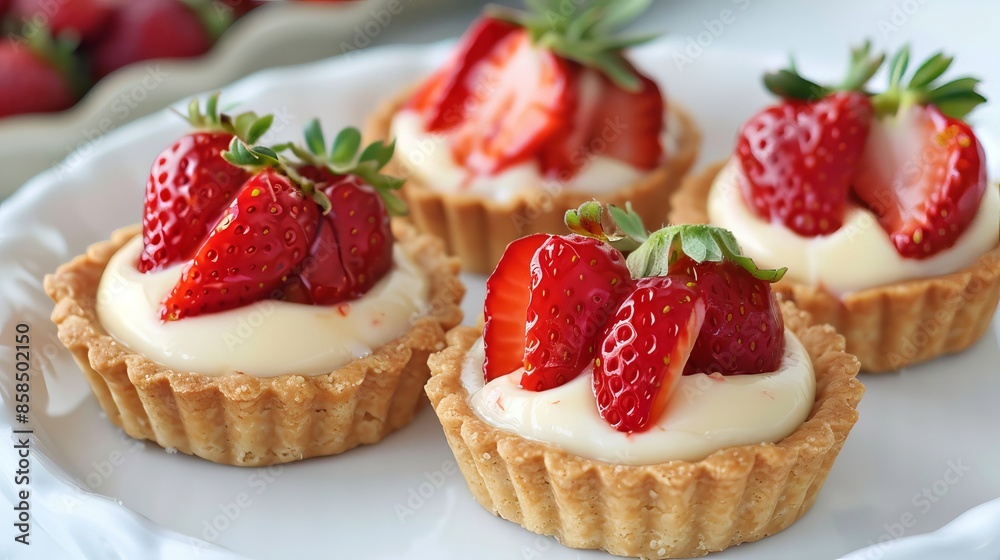 Sweet strawberry tarts! These mini fruit tarts have a delicious vanilla custard filling in a crispy cookie crust. They're perfect for dessert. Sweet strawberry tarts! These mini fruit tarts have a delicious vanilla custard filling in a crispy cookie crust. They're perfect for dessert.