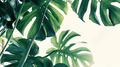 monstera plant leaves against a white background