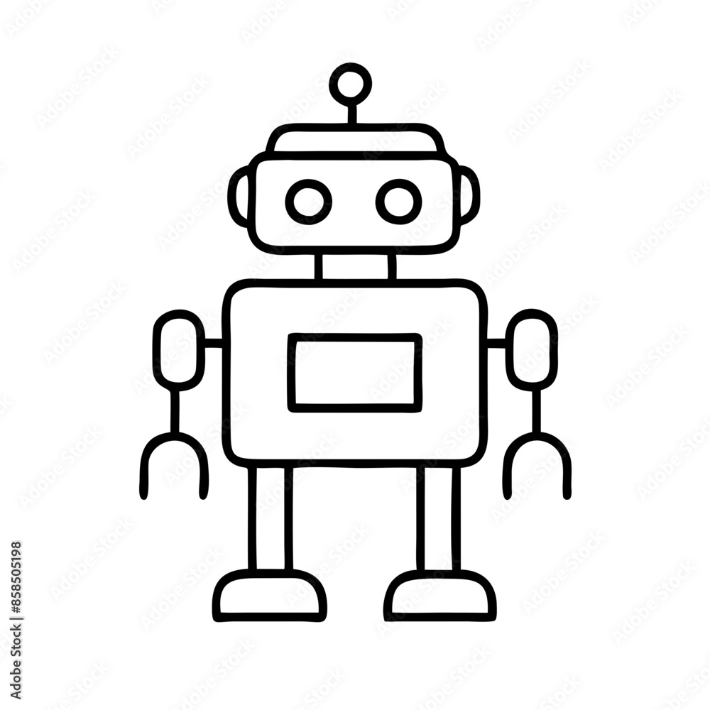 Naklejka premium Robot Icon: AI Automation Technology Artificial Intelligence Machine Cyborg Futuristic Digital Smart Gadget Electronics Vector Illustration for Innovation and Tech Concepts