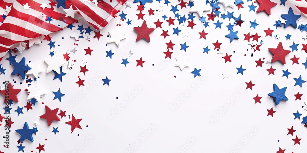 Obraz premium Festive Flowing American Flags with Stars Background