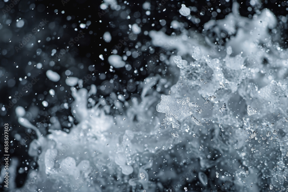 A splash of water with many droplets falling from the sky A splash of water with many droplets falling from the sky