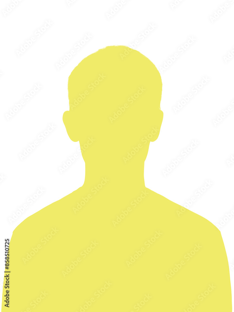 Silhouette of a young man. Avatar is yollow. Silhouette isolated on white Silhouette of a young man. Avatar is yollow. Silhouette isolated on white
