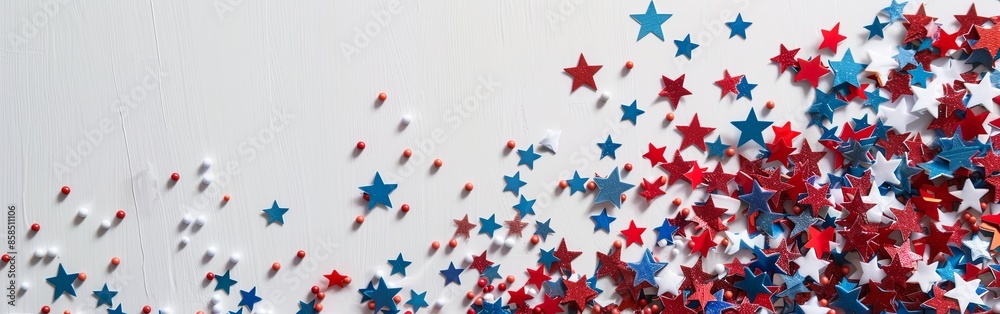 Festive Flowing American Flags with Stars Background