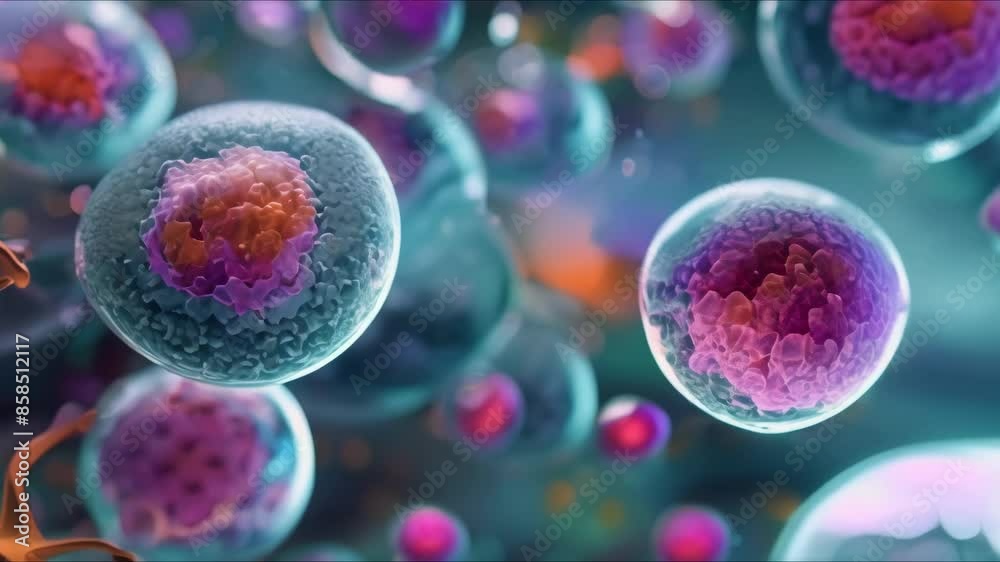 Exploring Cells at the Microscopic Level for Regenerative Cellular Therapy and Stem Cells. Concept Microscopic Imaging, Regenerative Therapy, Stem Cells, Cellular Biology, Medical Research